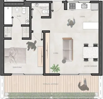 Departamento 2 Ambientes Venta Floresta